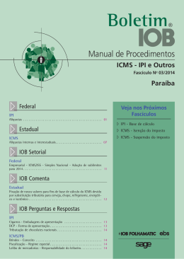 IOB - ICMS/IPI - Paraíba - nº 03/2014