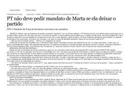PT não deve pedir mandato de Marta se ela deixar o partido