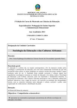 Sociologia da Educa&ccedil;&atilde;o e das Culturas Africanas