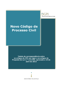 C&oacute;digo de Processo Civil - Tabela de Correspond&ecirc;ncia