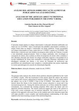 an&aacute;lise dos artigos sobre educa&ccedil;&atilde;o alimentar publicados nas atas