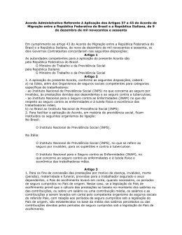 Acordo Administrativo Referente &agrave; Aplica&ccedil;&atilde;o dos Artigos 37 a 43 do