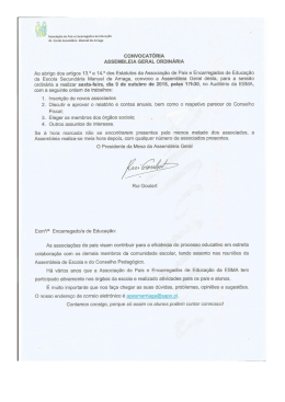CONVOCAT&Oacute;RIA ASSEMBLEIA GERAL ORDIN&Aacute;RIA Ao abrigo dos