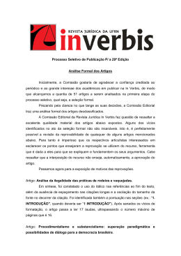 An&aacute;lise Formal &ndash; Artigos reprovados