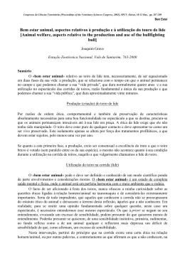 Bem estar animal, aspectos relativos &agrave; produ&ccedil;&atilde;o e &agrave; utiliza&ccedil;&atilde;o