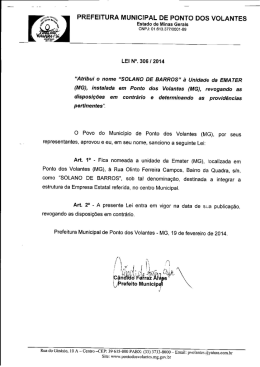 PREFEITURA MUNICIPAL DE PONTO DOS VOLANTES