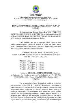 EDITAL DE INTIMA&Ccedil;&Atilde;O E REALIZA&Ccedil;&Atilde;O DE 1&ordm;, 2&ordm;, 3&ordm; e 4&ordm; LEIL&Atilde;O O