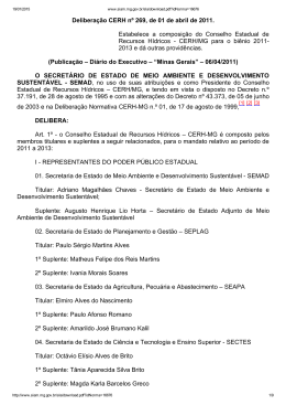 Delibera&ccedil;&atilde;o Normativa CERH-MG N&ordm; 269, de 01 de