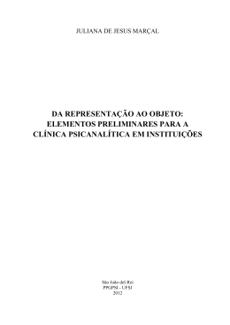 elementos preliminares para a cl&iacute;nica psicanal&iacute;tica em