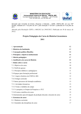Projeto Pedag&oacute;gico do Curso de Hist&oacute;ria-Licenciatura - Unifal-MG