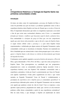 3 A Experi&ecirc;ncia Hist&oacute;rica e a Teologia do Esp&iacute;rito Santo