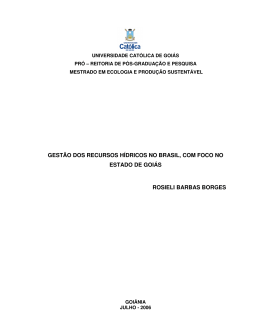 gestão dos recursos hídricos no brasil, com foco no estado de goiás