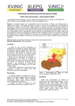 PRODU&Ccedil;&Atilde;O DE HORTALI&Ccedil;AS NO ESTADO DE GOI&Aacute;S