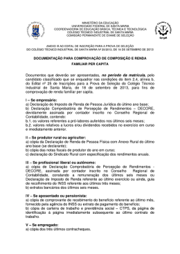 Documenta&ccedil;&atilde;o para comprova&ccedil;&atilde;o de Composi&ccedil;&atilde;o e Renda
