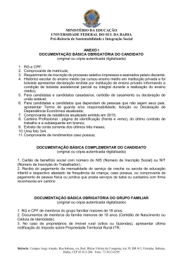 Anexo I &ndash; Documentos para inscri&ccedil;&atilde;o