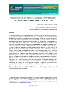 PSICOMOTRICIDADE E DIFICULDADES DE APRENDIZAGEM