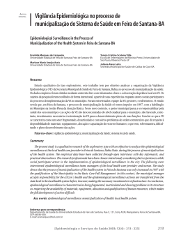 Vigil&acirc;ncia Epidemiol&oacute;gica no processo de municipaliza&ccedil;&atilde;o do