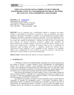 REFORMA CURRICULAR DO CURSO DE