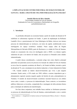 A IMPLANTA&Ccedil;&Atilde;O DO CENTRO INDUSTRIAL DO SUBA&Eacute; EM FEIRA