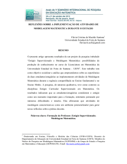 REFLEX&Otilde;ES SOBRE A IMPLEMENTA&Ccedil;&Atilde;O DE ATIVIDADES