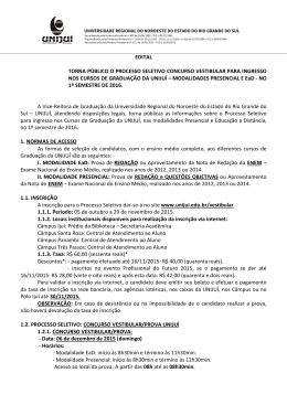Edital Vestibular Verão 2016