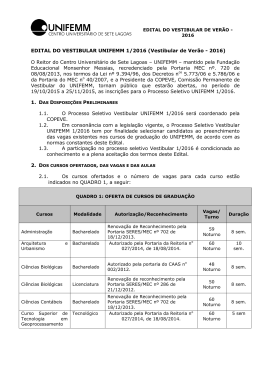 Edital do Vestibular - 1&ordm; Semestre 2016