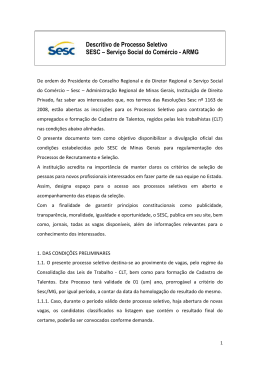 Descritivo de Processo Seletivo SESC &ndash; Servi&ccedil;o Social do