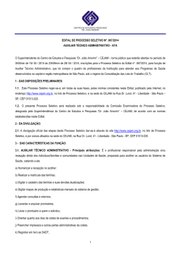 1 EDITAL DE PROCESSO SELETIVO N&ordm;. 067/2014