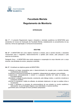 Faculdade Marista Regulamento de Monitoria