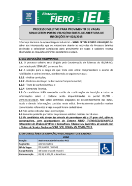 processo seletivo para provimento de vagas senai cetem porto