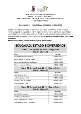 Cronograma defesas 2014 - Universidade Federal de Pernambuco