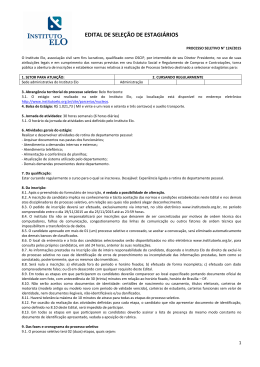EDITAL DE SELE&Ccedil;&Atilde;O DE ESTAGI&Aacute;RIOS