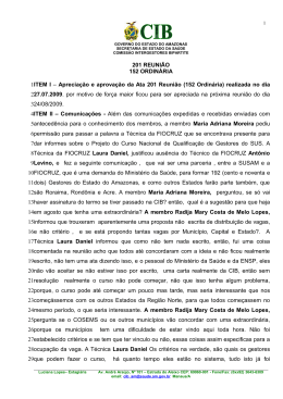 Resumo da 201&ordf; Reuni&atilde;o 152&ordf; Ordin&aacute;ria