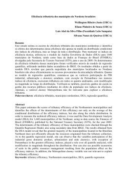 Eficiencia tribut&aacute;ria dos munic&iacute;pios do Nordeste brasileiro