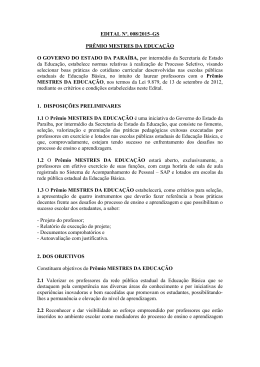 EDITAL N&ordm;. 008/2015&ndash;GS PR&Ecirc;MIO MESTRES DA EDUCA&Ccedil;&Atilde;O O