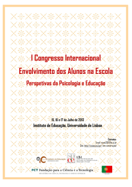 I Congresso Internacional Envolvimento dos Alunos na Escola