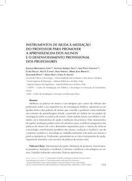 instrumEntos dE ajuda &Agrave; mEdia&ccedil;&atilde;o do ProfEssor Para PromovEr a