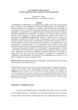disciplina: olhares plurais Escola e família em ação – professores e