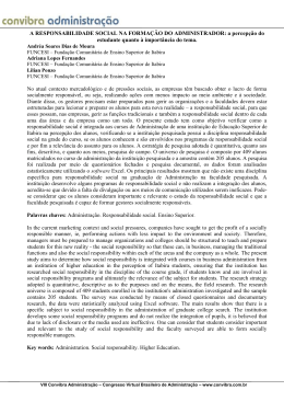 A RESPONSABILIDADE SOCIAL NA FORMA&Ccedil;&Atilde;O DO