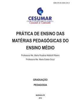 PRÁTICA DE ENSINO DAS MATÉRIAS PEDAGÓGICAS