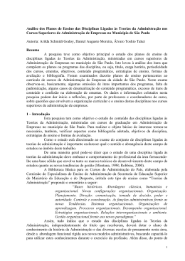 Análise dos Planos de Ensino das Disciplinas Ligadas às