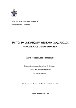 Efeitos da lideran&ccedil;a na melhoria da qualidade dos cuidados de