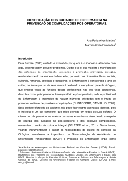 identifica&ccedil;&atilde;o dos cuidados de enfermagem na preven&ccedil;&atilde;o de
