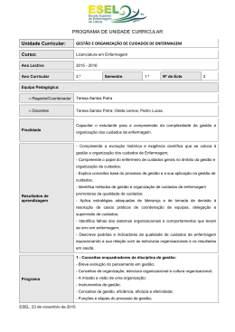 GEST&Atilde;O E ORGANIZA&Ccedil;&Atilde;O DE CUIDADOS DE ENFERMAGEM 2015
