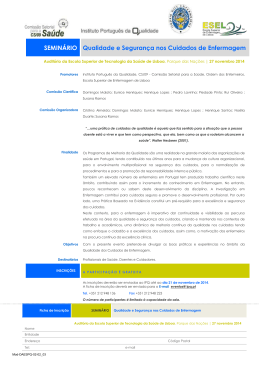 SEMIN&Aacute;RIO Qualidade e Seguran&ccedil;a nos Cuidados de Enfermagem