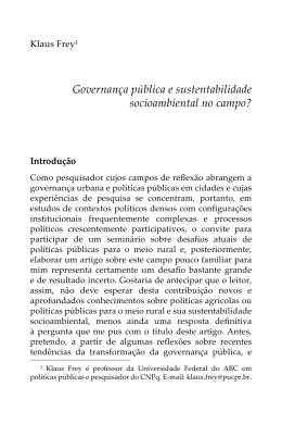 Governan&ccedil;a p&uacute;blica e sustentabilidade socioambiental no campo?