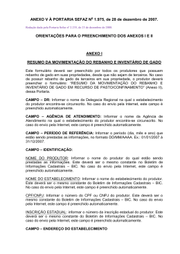 ANEXO III &Agrave; PORTARIA SEFAZ No 1