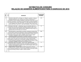 ESTIMATIVA DE CONSUMO RELA&Ccedil;&Atilde;O DE GENEROS