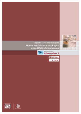 Especifica&ccedil;&otilde;es T&eacute;cnicas para gases medicinais e aspira&ccedil;&atilde;o
