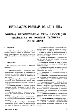 INSTALA&Ccedil;&Otilde;ES PREDIAIS DE &Aacute;GUA FRIA